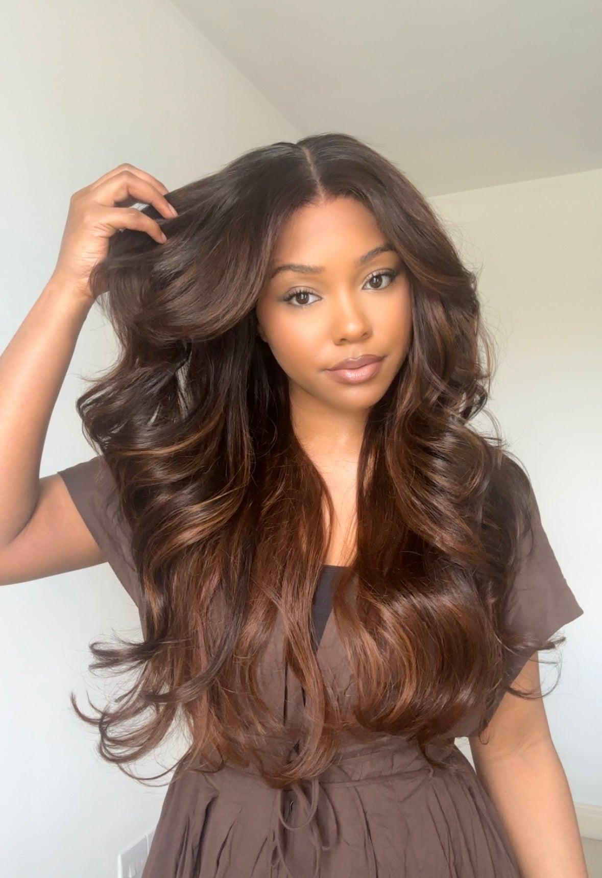 VICTORIA - CHESTNUT HIGHLIGHTS 5x5 HD WIG - READY TO SHIP | LARGE CAP