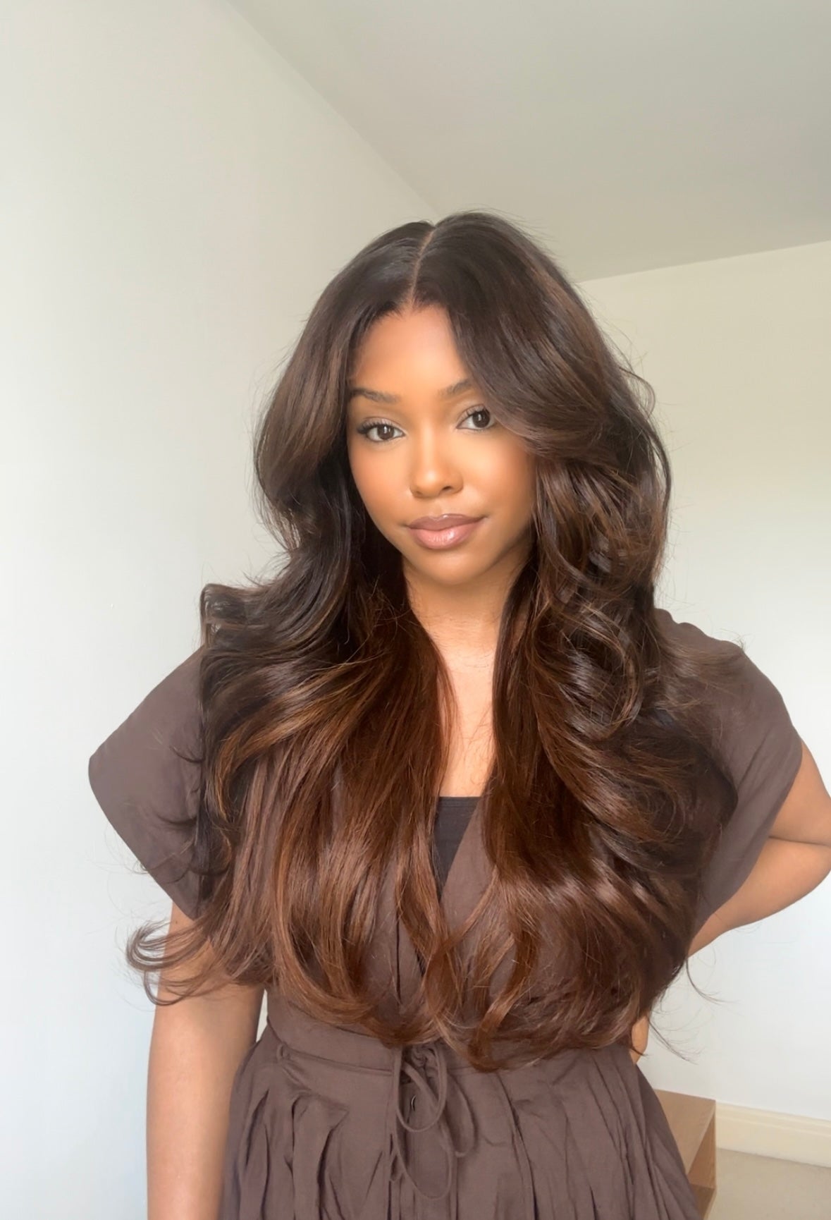 VICTORIA - CHESTNUT HIGHLIGHTS 5x5 HD WIG - READY TO SHIP | LARGE CAP