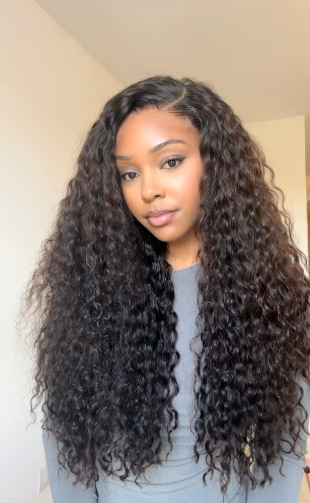 NINA - SIDE PART BROWN SUBTLE HIGHLIGHTS CURLY 5x5 HD WIG - READY TO SHIP | MEDIUM CAP