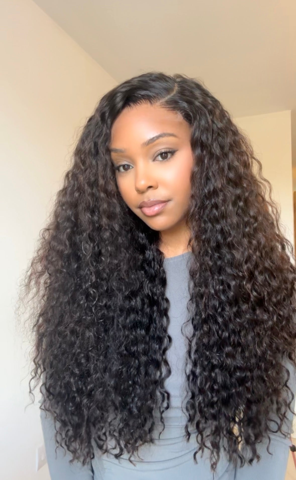 NINA - SIDE PART BROWN SUBTLE HIGHLIGHTS CURLY 5x5 HD WIG - READY TO SHIP | MEDIUM CAP