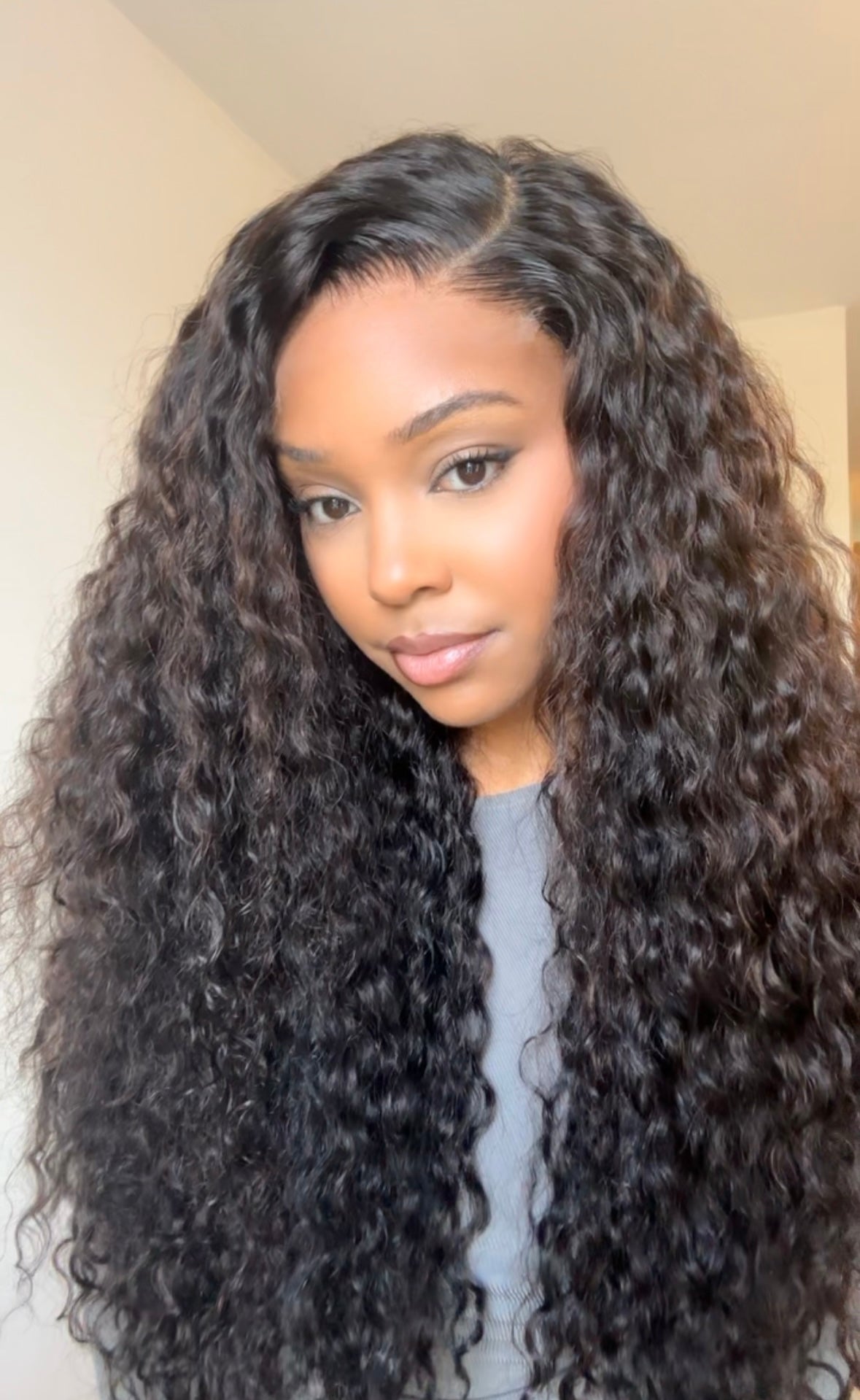 NINA - SIDE PART BROWN SUBTLE HIGHLIGHTS CURLY 5x5 HD WIG - READY TO SHIP | MEDIUM CAP
