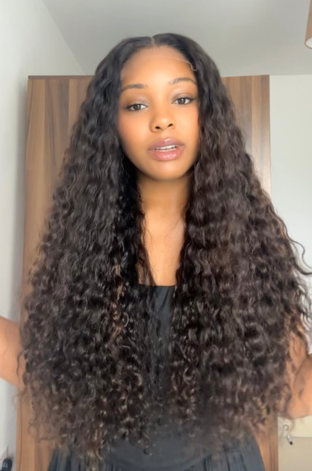 NINA - MIDDLE PART DEEP CURLY CURLY BROWN SUBTLE HIGHLIGHTS 5x5 HD WIG - READY TO SHIP | MEDIUM CAP