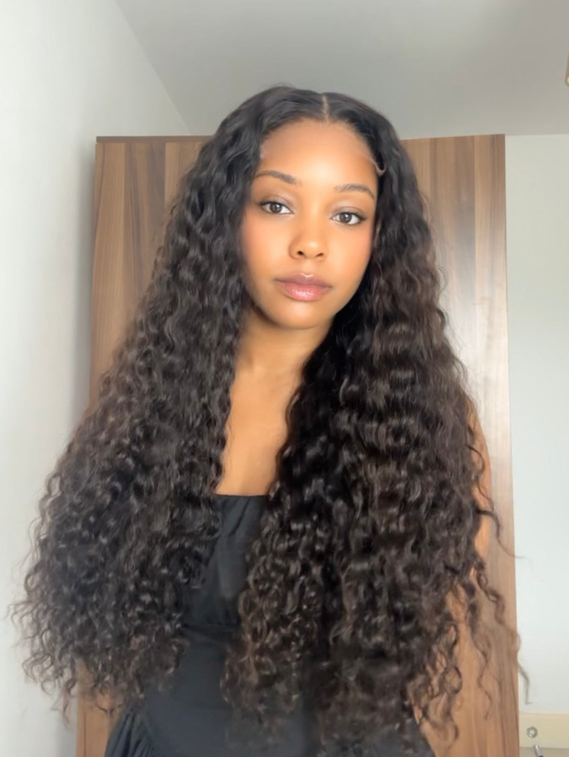 NINA - MIDDLE PART DEEP CURLY CURLY BROWN SUBTLE HIGHLIGHTS 5x5 HD WIG - READY TO SHIP | MEDIUM CAP