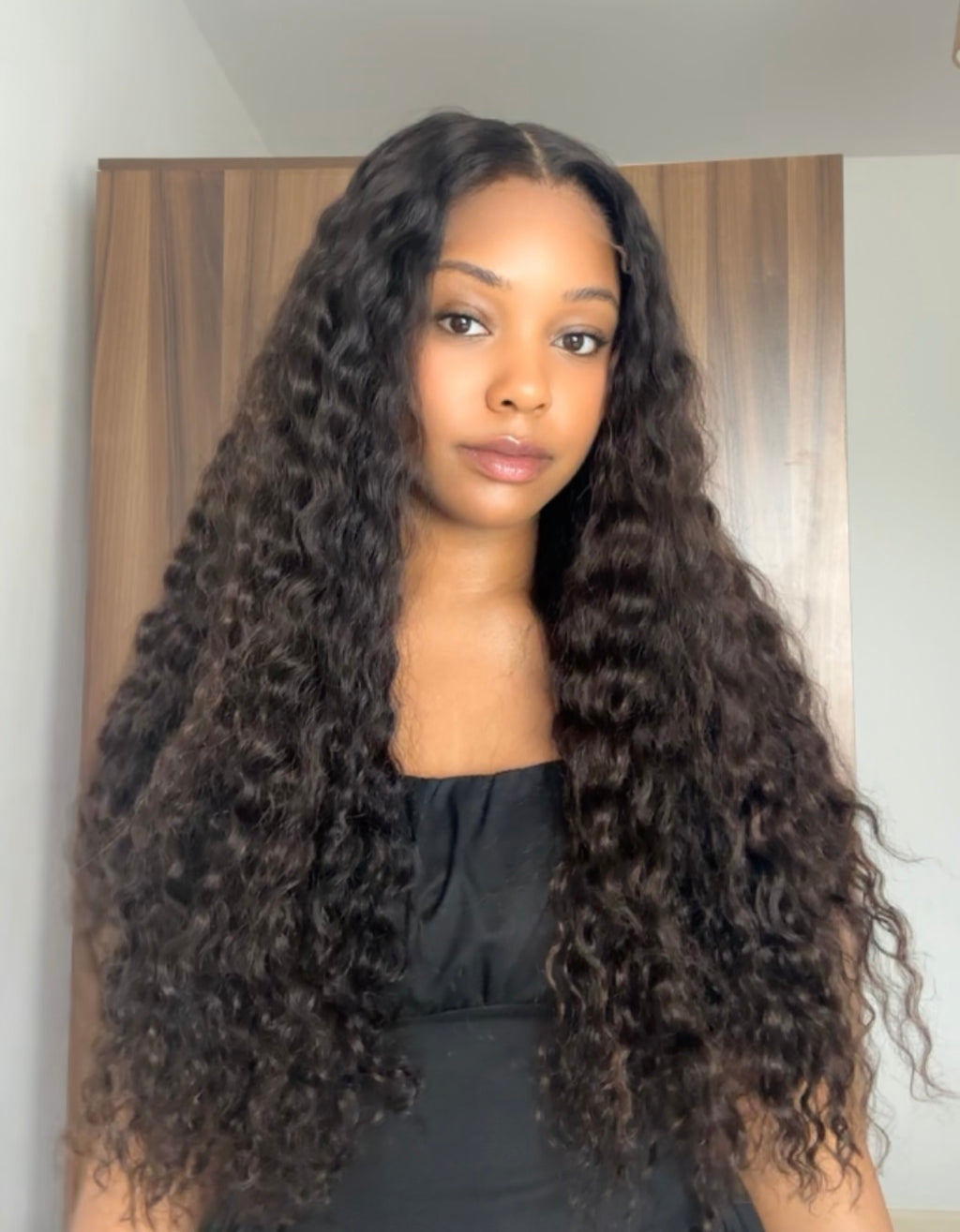 NINA - MIDDLE PART DEEP CURLY CURLY BROWN SUBTLE HIGHLIGHTS 5x5 HD WIG - READY TO SHIP | MEDIUM CAP