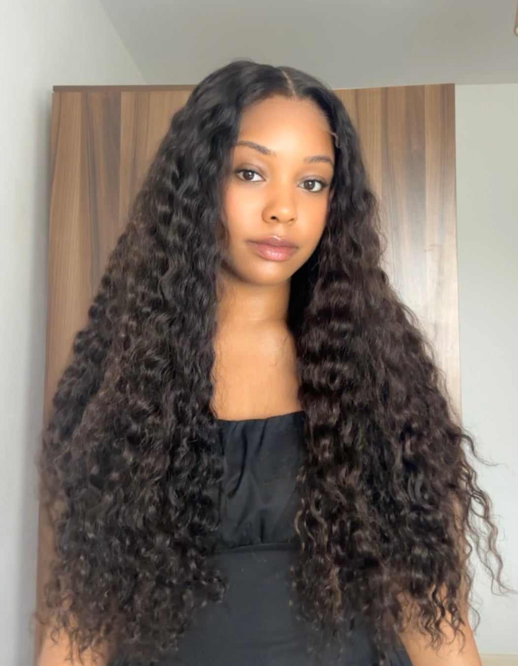 NINA - MIDDLE PART DEEP CURLY CURLY BROWN SUBTLE HIGHLIGHTS 5x5 HD WIG - READY TO SHIP | MEDIUM CAP