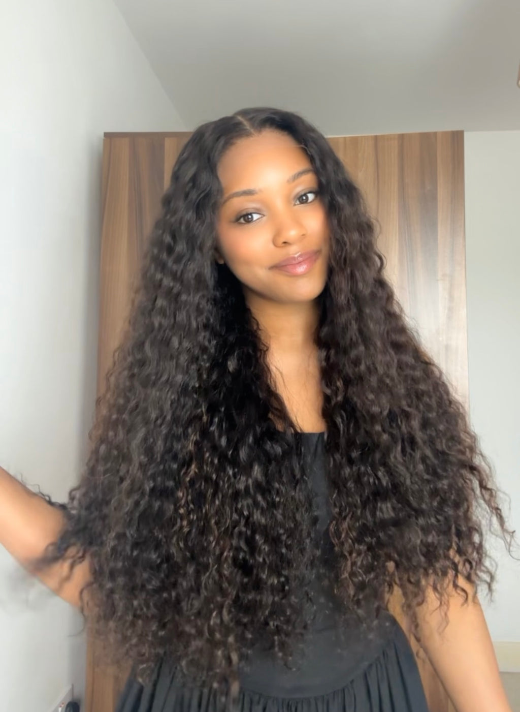 NINA - MIDDLE PART DEEP CURLY CURLY BROWN SUBTLE HIGHLIGHTS 5x5 HD WIG - READY TO SHIP | MEDIUM CAP